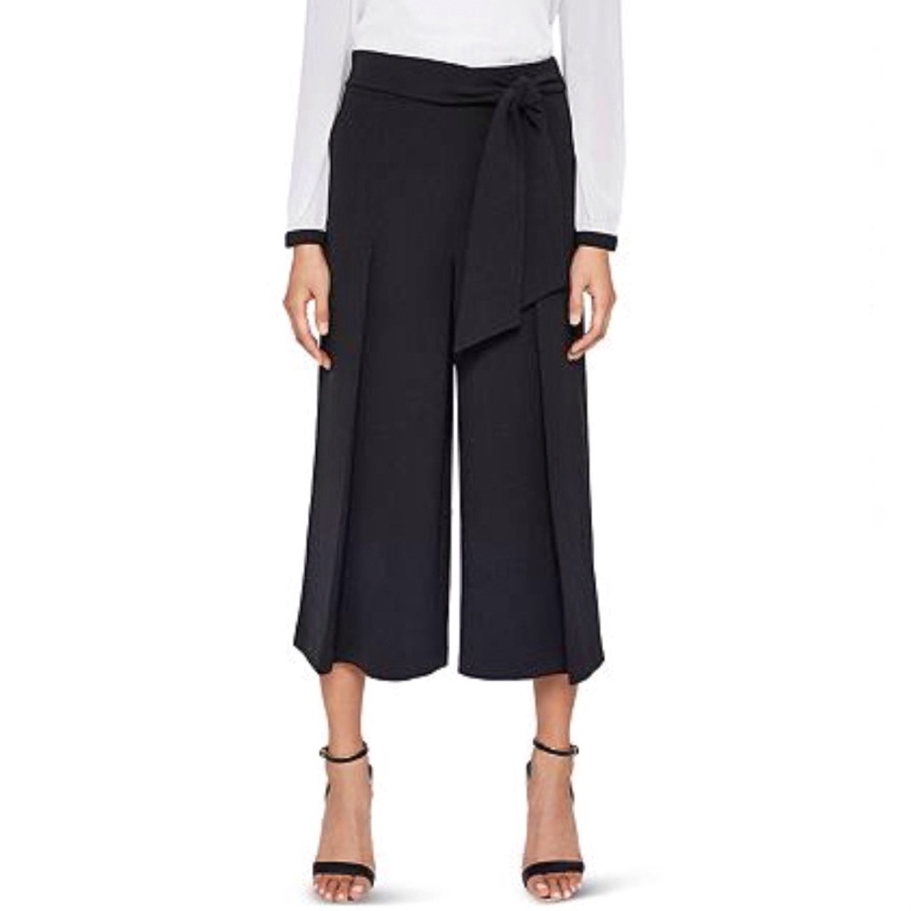 Ted baker black tie waist culottes high rise waisted wide leg crop cropped pants - Picture 13 of 14